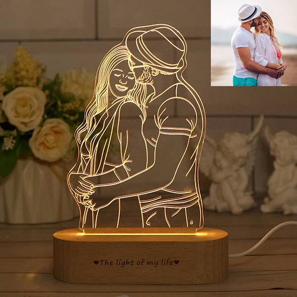 Wood F Personalized Custom Photo 3D Lamp Photo Engraving Custom Text Best Gifts Wedding Anniversary Christmas Birthday Gifts 