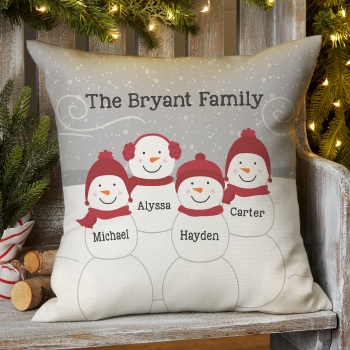 Country Holiday Decor Personalized Snowman Family Christmas Gift Pillow